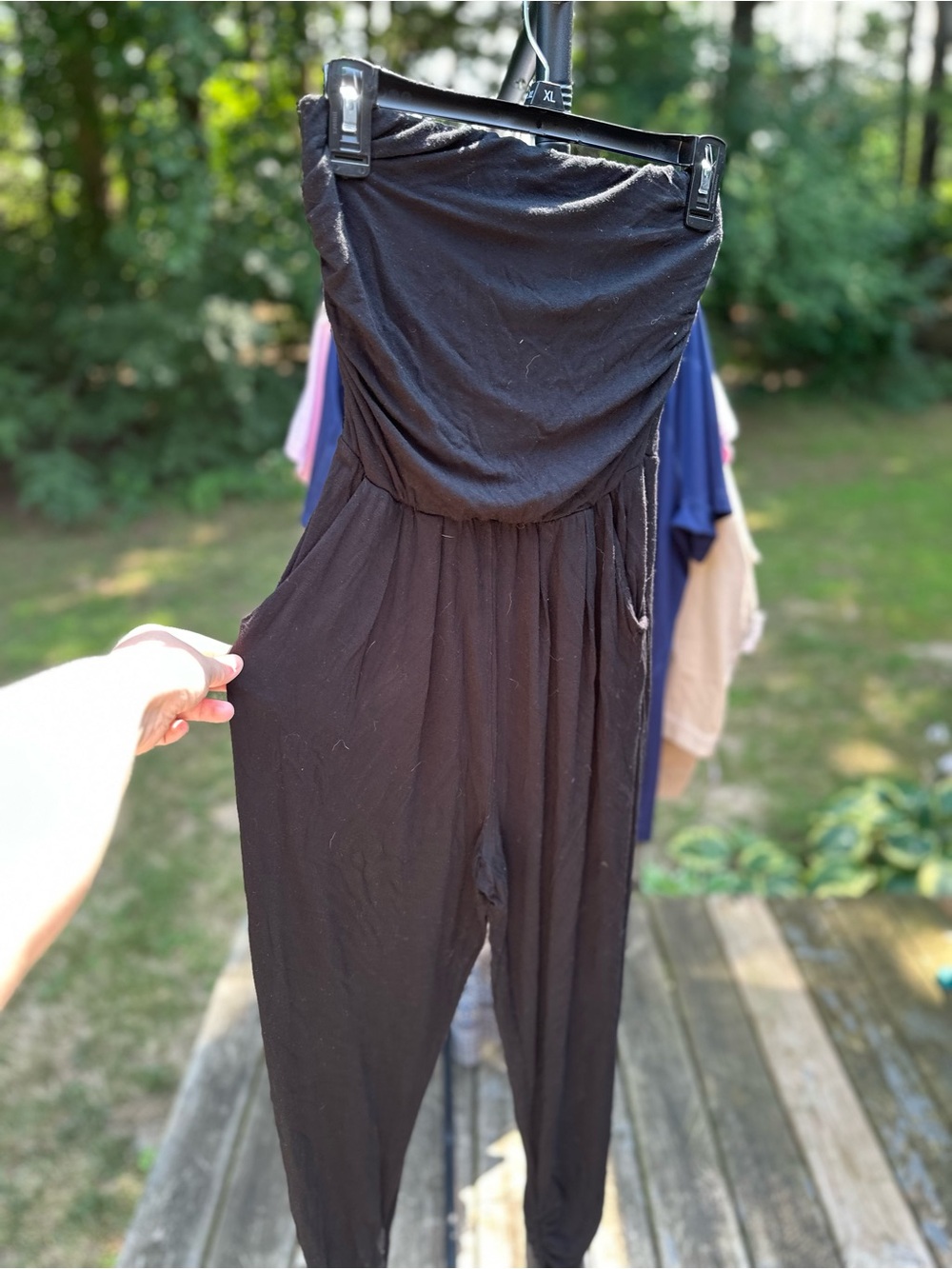 Black Strapless Jumpsuit - Women